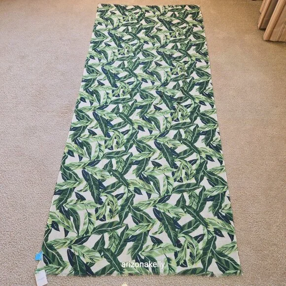 NWT J. McLaughlin Wool Scarf Lightweight Reed Scarf Tropical Palm Leaves - Picture 6 of 9
